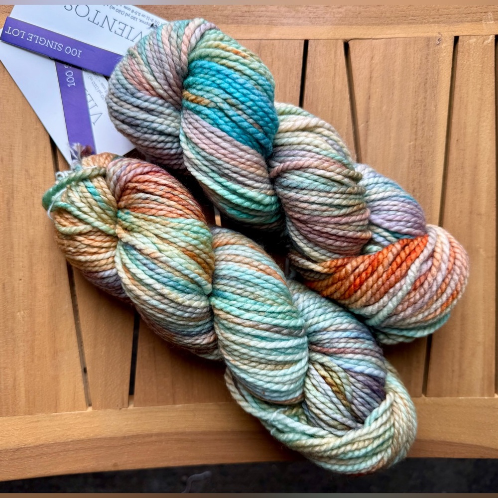 Hand-Dyed Multicolor Wool Yarn - Pastel Aqua, Peach & Lavender - Picture 16 of 17
